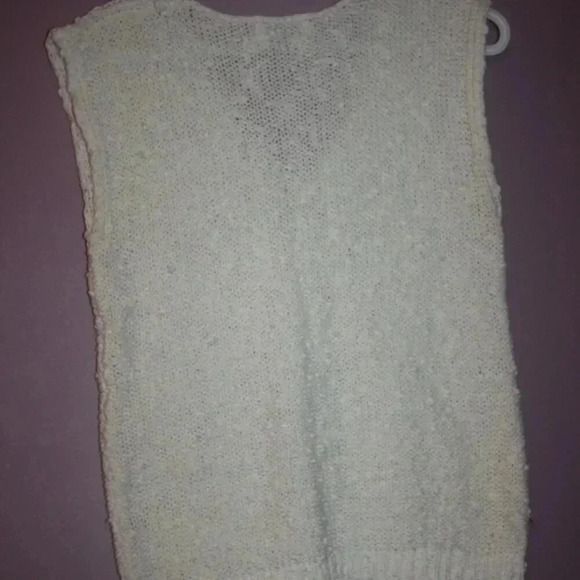 Vintage Garland White Sleeveless Sweater Small, Cable Knit Vest, Shirt - Picture 5 of 12